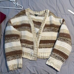 Wild Fable Brown and Cream Striped Cardigan